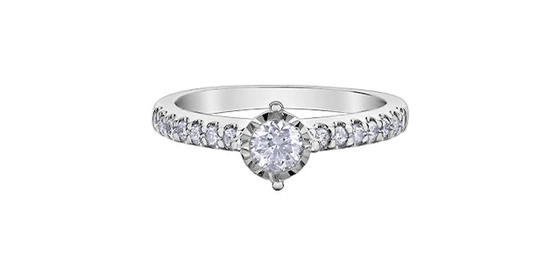 10K White Gold 0.51cttw Round Brilliant Cut Illusion Set Diamond Ring