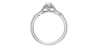 14K White Gold 0.44cttw Oval Diamond Halo Engagement Ring, Size 6.5