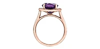 10K Rose Gold Amethyst and Diamond Halo Ring, size 6