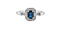 10K White Gold 0.75cttw Genuine Blue Sapphire and 0.08cttw Diamond Ring, size 6.5