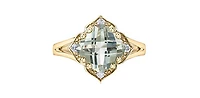 10K Yellow Gold Prasiolite (Green Amethyst) and Canadian Diamond Ring