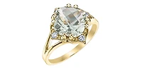 10K Yellow Gold Prasiolite (Green Amethyst) and Canadian Diamond Ring