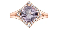 10K Rose Gold Pink Amethyst and Canadian Diamond Ring, size 6