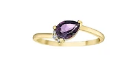 10K Yellow Gold Amethyst and Diamond Ring, size 6