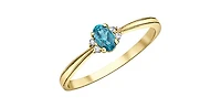 10K Yellow Gold 0.16cttw Blue Topaz and 0.03cttw Diamond Ring - 4.5 /