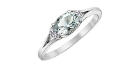 10K White Gold 5x7mm Oval Cut Aquamarine and 0.05cttw Diamond Ring, size 7