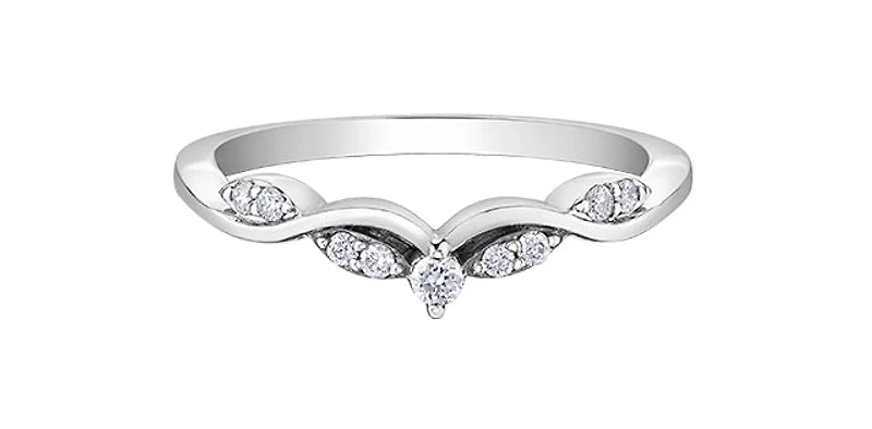 10K White Gold 0.11cttw Diamond Ring, size 6.5