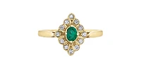 10K Yellow Gold 0.17cttw Genuine Emerald & 0.12cttw Diamond Ring - 4.5
