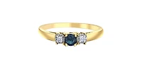 10K Yellow Gold Sapphire and Diamond 3 Stone Ring - Size 6
