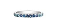 10K White Gold Genuine 2mm White Zircon, Aquamarine, Blue Zircon, Blue Topaz, Tanzanite, Ceylon Sapphire and Sapphire Gemstone Ring, size 6.5 - 4.5