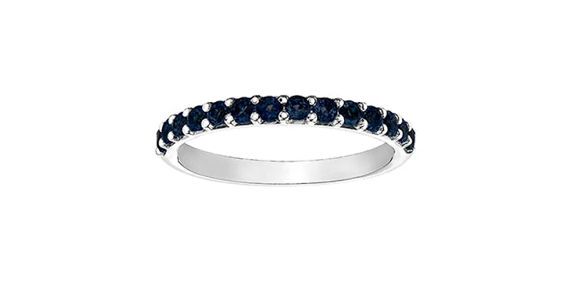 10K White Gold Created Sapphire Ring, size 6.5