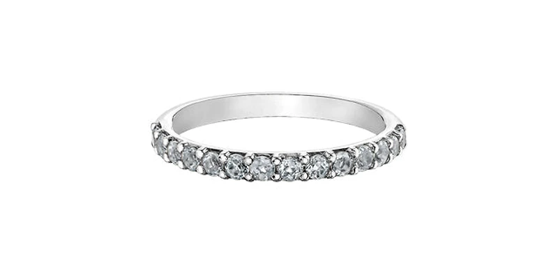 10K White Gold 0.56cttw Genuine White Topaz  Ring, size 6.5