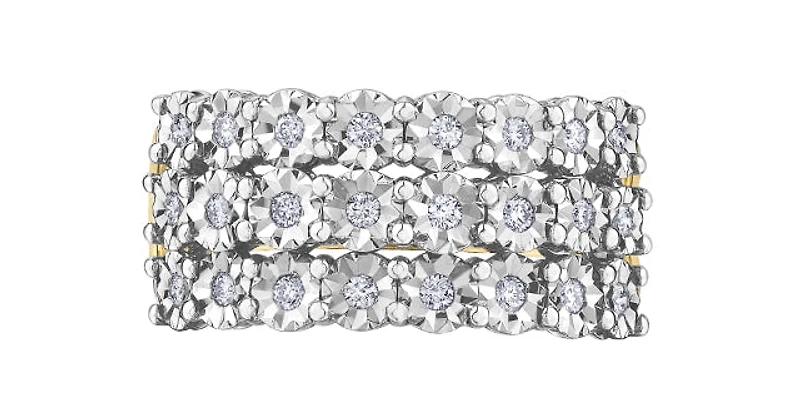 10K 2 Tone Gold 0.25cttw Diamond Ilusion Set Ring - / 4.5