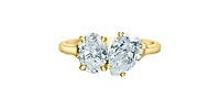 14K Gold 1.40cttw Lab Grown Oval Cut and Pear Diamond Ring - / 4.5