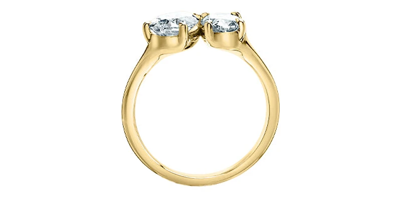 14K Gold 2.00cttw Lab Grown Oval Cut and Pear Diamond Ring