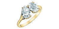14K Gold 2.00cttw Lab Grown Oval Cut and Pear Diamond Ring