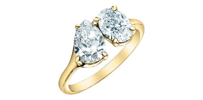 14K Gold 1.40cttw Lab Grown Oval Cut and Pear Diamond Ring - / 4.5