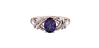 10K Rose Gold Amethyst and Diamond Ring