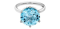 10K White Gold Blue Topaz Ring - Size 6