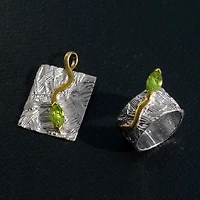 Sterling Silver & 18K Yellow Gold Plated 1.10cttw Peridot Pendant, 18"