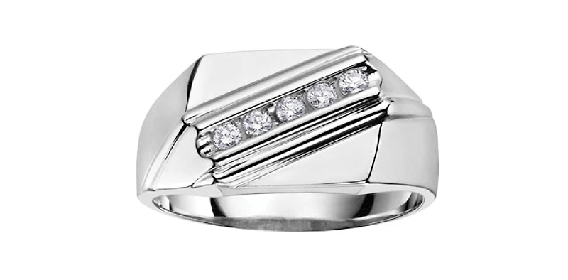 10K White Gold 0.20cttw Gents Diamond Ring, size 10
