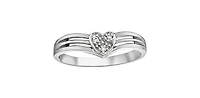 10K White Gold 0.02cttw Diamond Heart Ring, Size 6.5