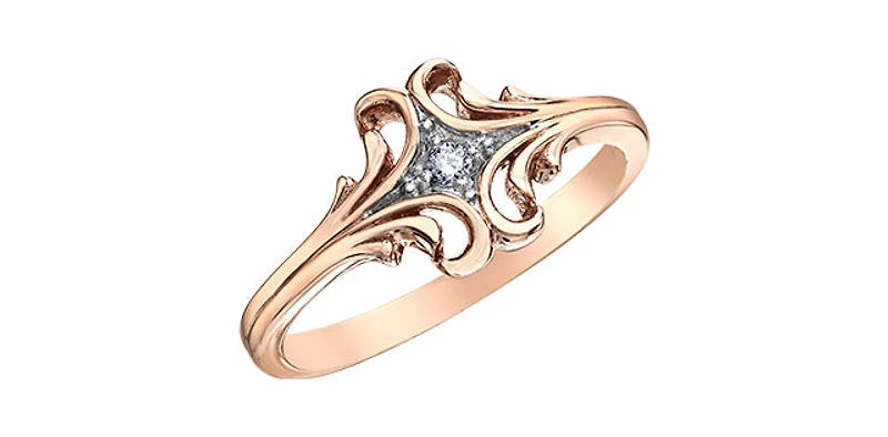10K Rose Gold 0.03cttw Diamond Ring, size 6