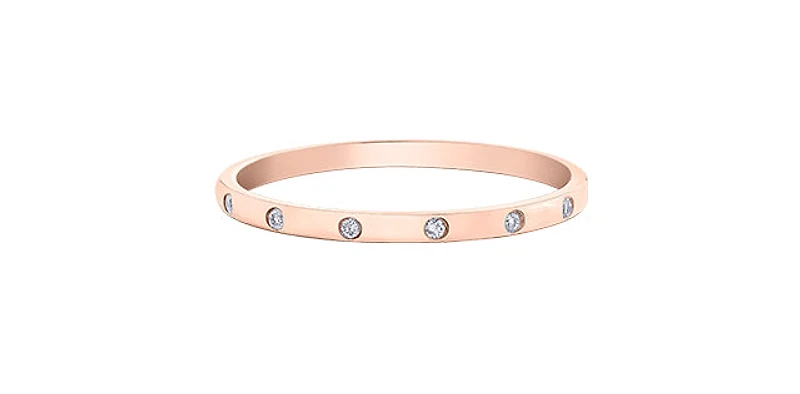 10K Rose Gold 0.035cttw Diamond Ring, size 6.5 - 4.5