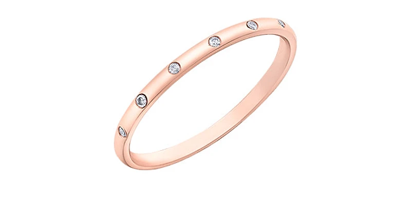 10K Rose Gold 0.035cttw Diamond Ring, size 6.5 - 4.5