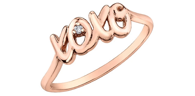 10K Rose Gold 0.01cttw Diamond Love Ring - / 4.5