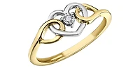10K Yellow & White Gold Diamond 0.01cttw Heart Ring - 4.5