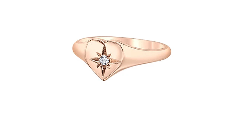 10K Rose Gold 0.03cttw Canadian Diamond Heart Ring - 4.5