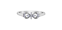 10K White Gold 0.10cttw Diamond Infinity / Cross Ring, size 6