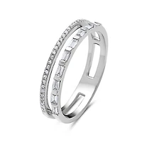 14K White Gold 0.28cttw Baguette Cut & Round Brilliant Cut Diamond Ring, size 6.5