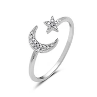 14K White Gold 0.05cttw Diamond Moon & Star Ring, size 6.5