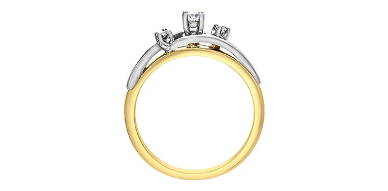 10K Yellow & White Gold 0.11cttw Diamond Engagement Ring, Size 6.5