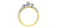 10K Yellow & White Gold 0.11cttw Diamond Engagement Ring, Size 6.5