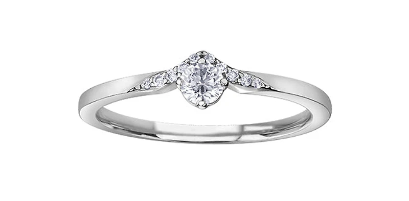 10K White Gold 0.21cttw Canadian Diamond Engagement Ring, 6.5