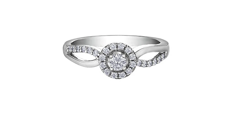 10K White Gold 0.30cttw Canadian Diamond Ring - Size 6.5