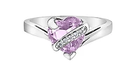 10K White Gold Pink Amethyst and Diamond Ring, size 6
