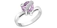 10K White Gold Pink Amethyst and Diamond Ring, size 6