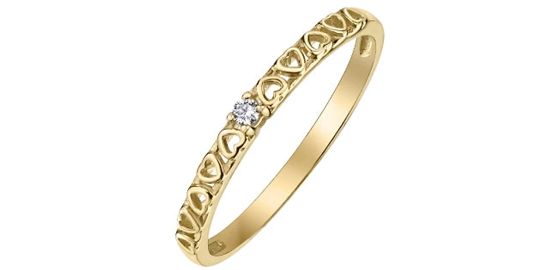 10K Yellow Gold 0.02cttw Diamond Ring, Size 6.5
