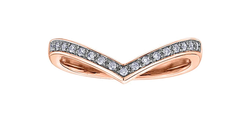 10K Rose Gold 0.15cttw Round Cut Diamond Ring, 6.5
