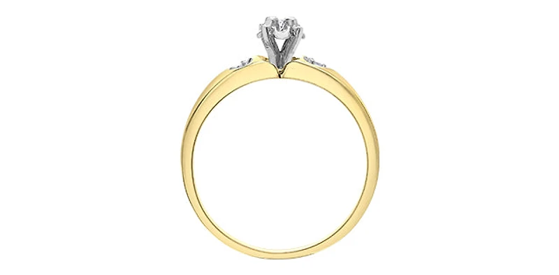 10K Yellow & White Gold 0.04cttw Diamond Engagement Ring, Size 6.5