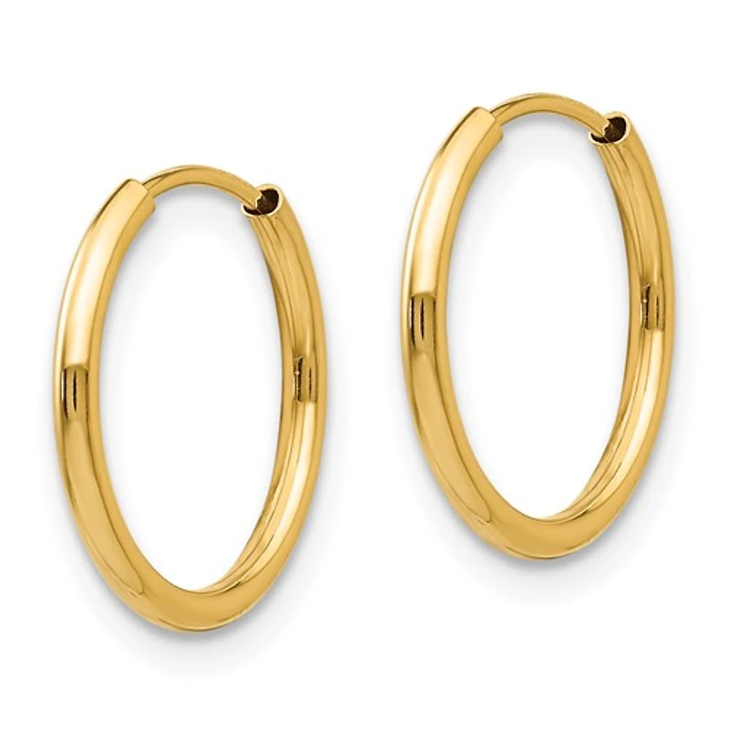 14k Polished Endless Hoop / Huggie / Sleeper 3 Pair Earring Set