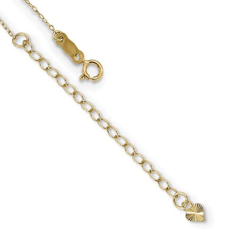 14k Polished 2-Strand Diamond Cut Cross and Heart with 2in. Ext. Necklace - 16-18 Inches
