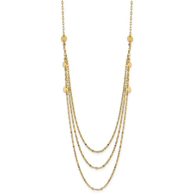 14K Triple Layer Polished Circles Fancy Necklace - 18 Inches
