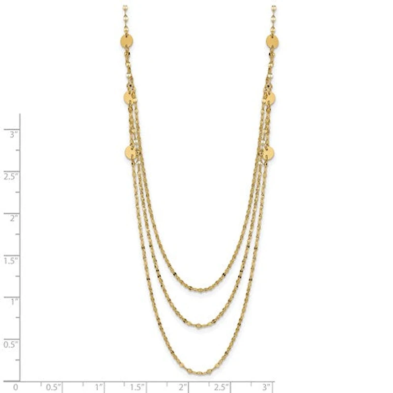 14K Triple Layer Polished Circles Fancy Necklace - 18 Inches