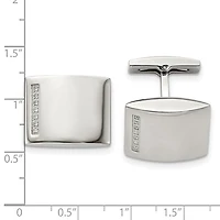 Stainless Steel Polished CZ Cufflinks