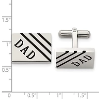 Stainless Steel Polished Enameled Dad Rectangle Cufflinks
